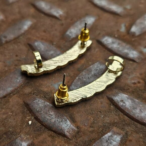 Girly Earrings Gold Tone Crystal accent Fashion Jewelry Climber Earrings New - Picture 11 of 12